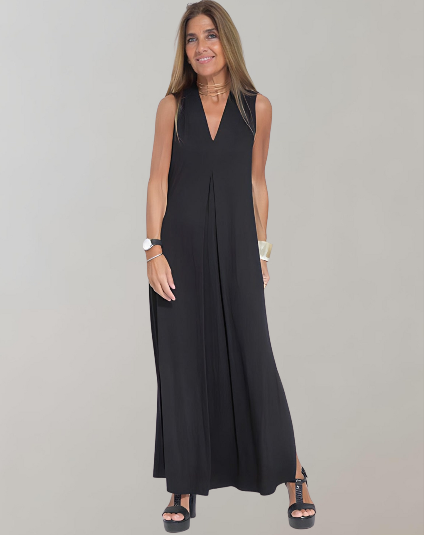 V-Ausschnitt-Kleid Thora – figurformend