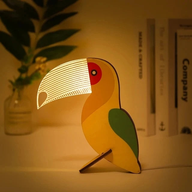 Holz Nachtlicht Tiere LED Acryl USB Leuchte