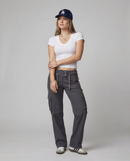Damen T-Shirt Slim Fit Kurzarm Baumwolle Sommer