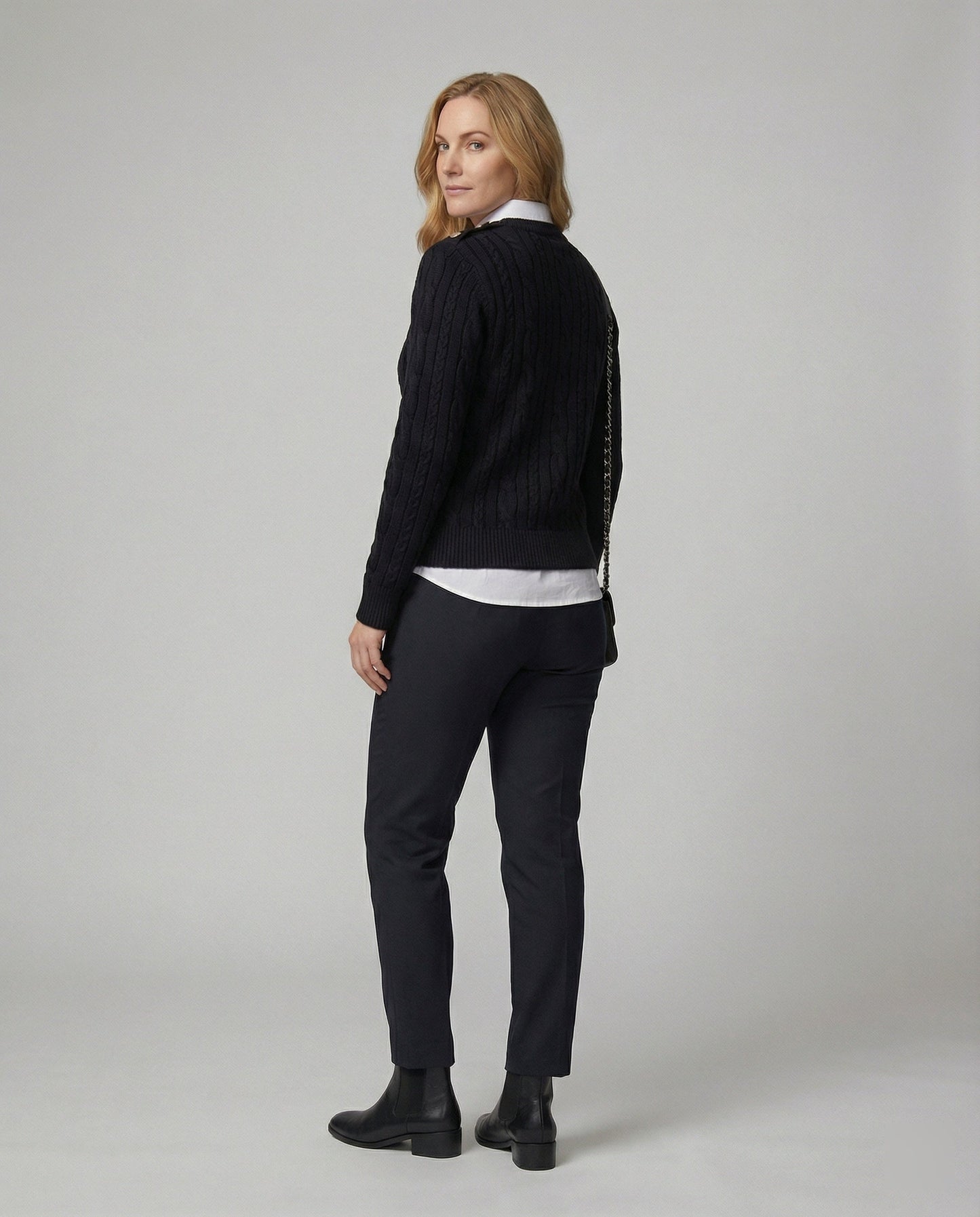 Damen Strickpullover Locker Oversized Schwarz