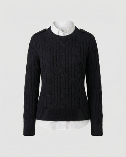 Damen Strickpullover Locker Oversized Schwarz