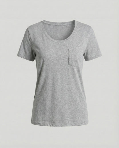 Damen T-Shirt Baumwolle Locker Lässig U-Ausschnitt