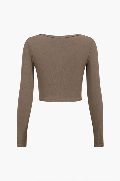Frauen Top Langarm Asymmetrisch Cut Out Detail