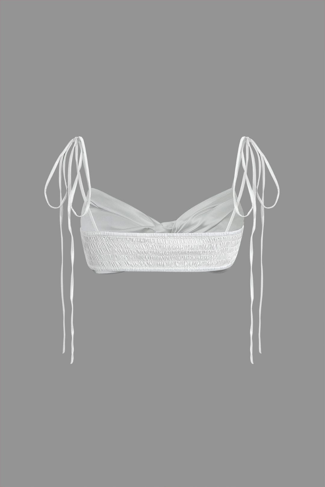 Damen-Top Satin mit Schnürträgern und Knoten
