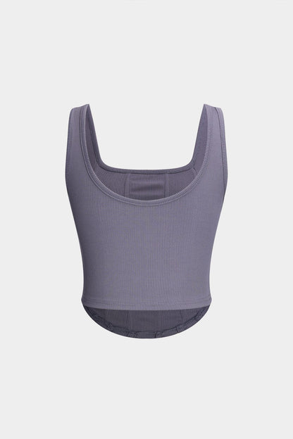 Korsett-Top Ärmellos Rippmuster Grau Damen