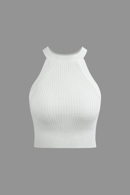 Bodycon Crop-Top Hochgeschlossen Gerippt Damen Oberteil - BerlinGlamour