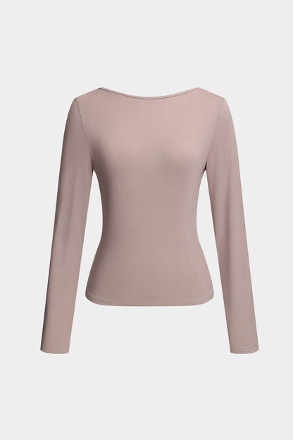 Bodycon Oberteil Langarm Niedriger Rücken Trendy