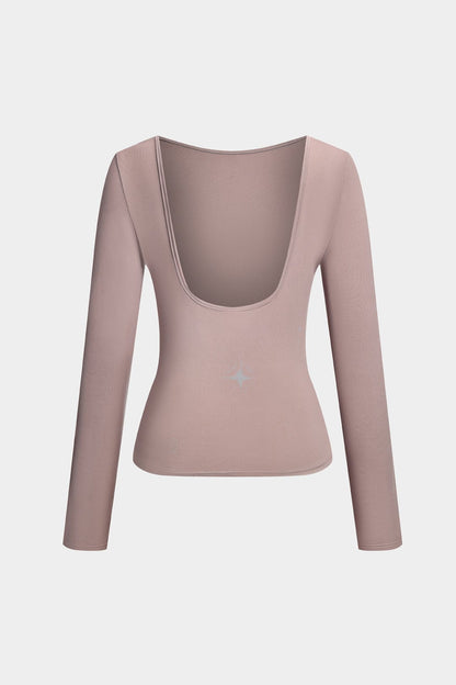 Bodycon Oberteil Langarm Niedriger Rücken Trendy