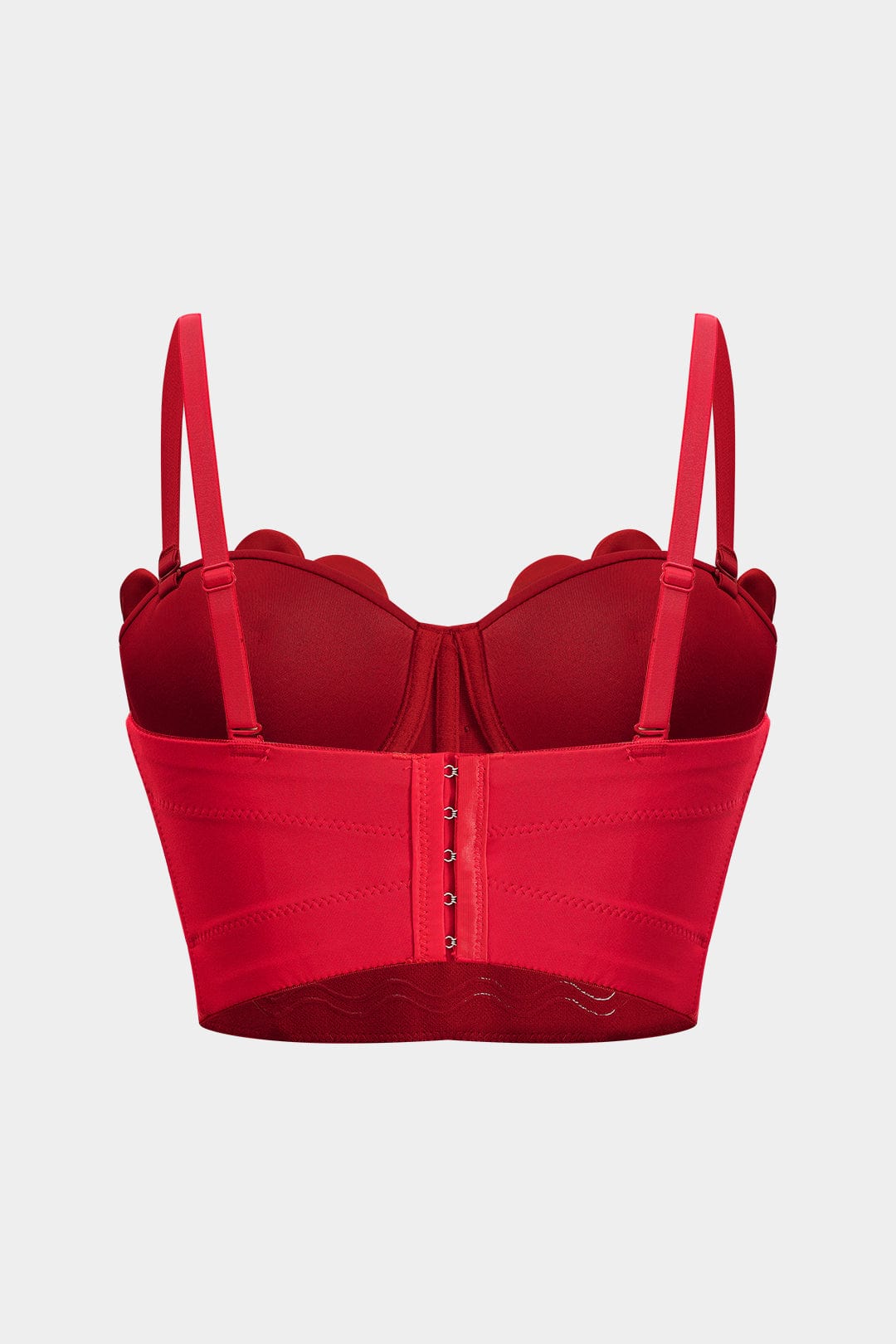 Bustier-Top Rot mit 3D-Blumen und Strasssteinen