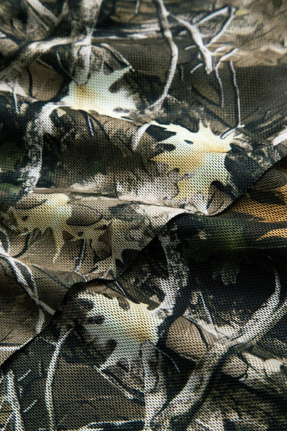 Damen Oberteil Off Shoulder Camouflage Top Trompetenärmel