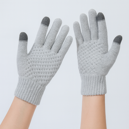 Touchscreen-Handschuhe | Unisex | Warm | Winterhandschuhe | Strickhandschuhe-Grau-Chaps Herrenmode
