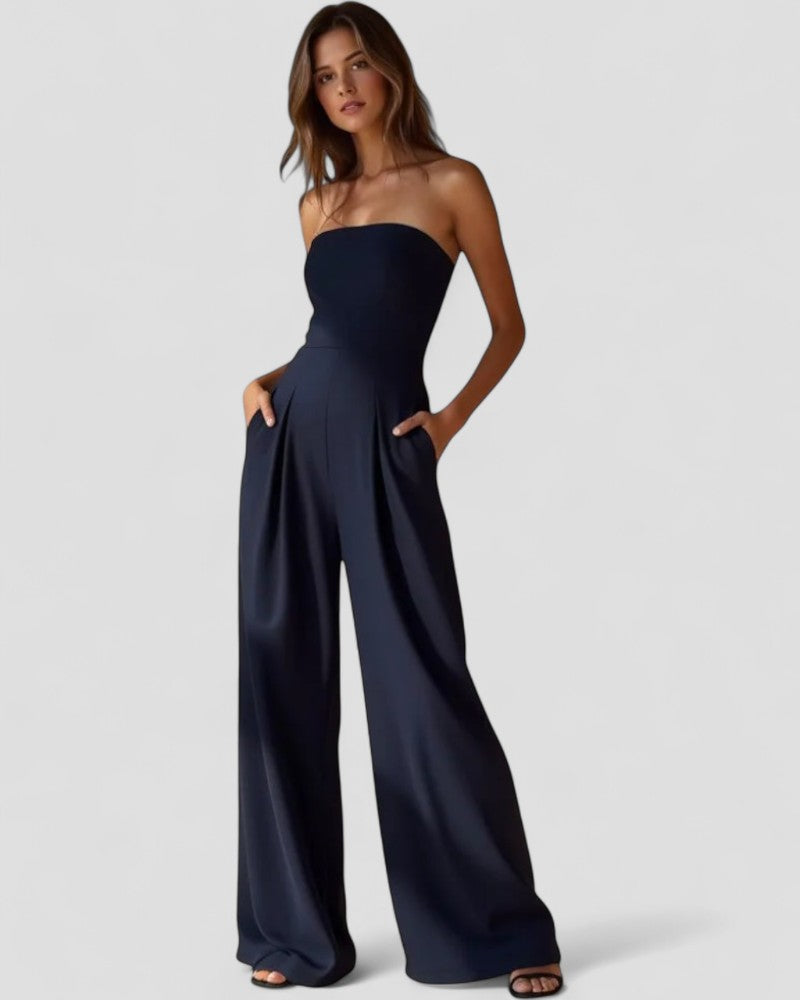 Trägerloser Jumpsuit mit weitem Bein und Taschen für Damen 0