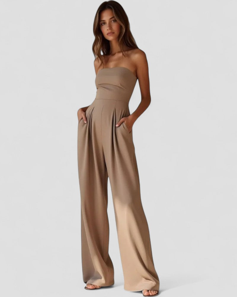 Trägerloser Jumpsuit mit weitem Bein und Taschen für Damen 4
