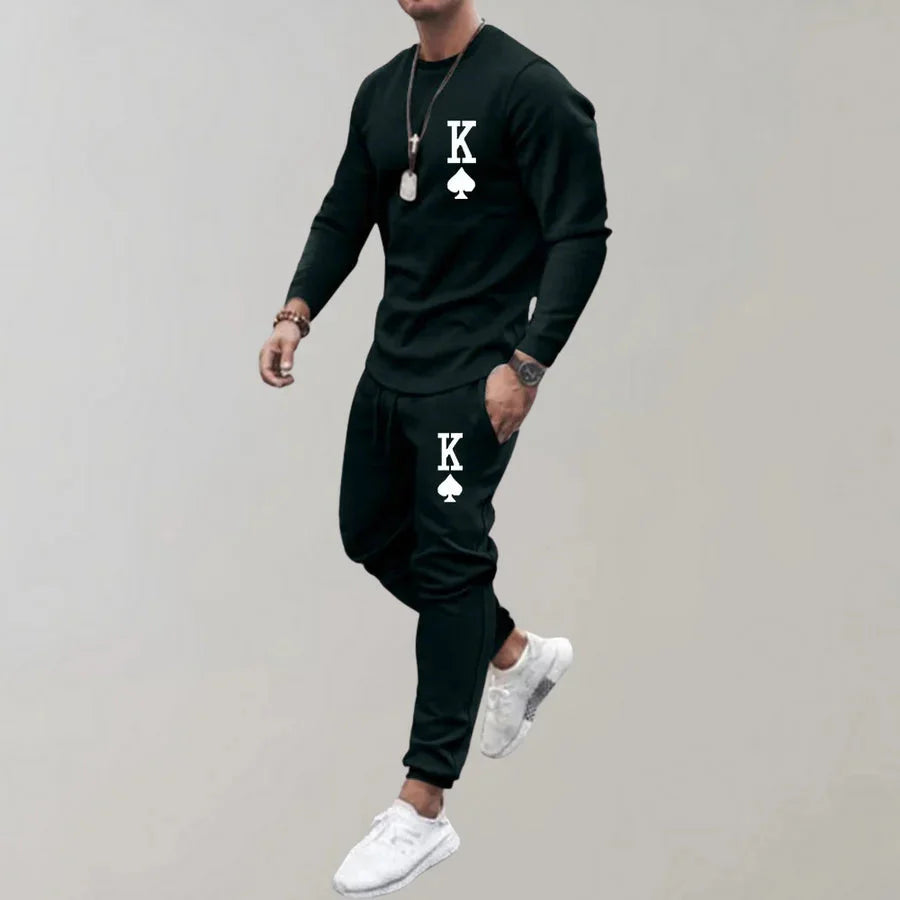 Trainingsanzug | Langarmshirt | Kordelzug | Jogginganzug | Kombisets Herren-Schwarz-S-Chaps Herrenmode