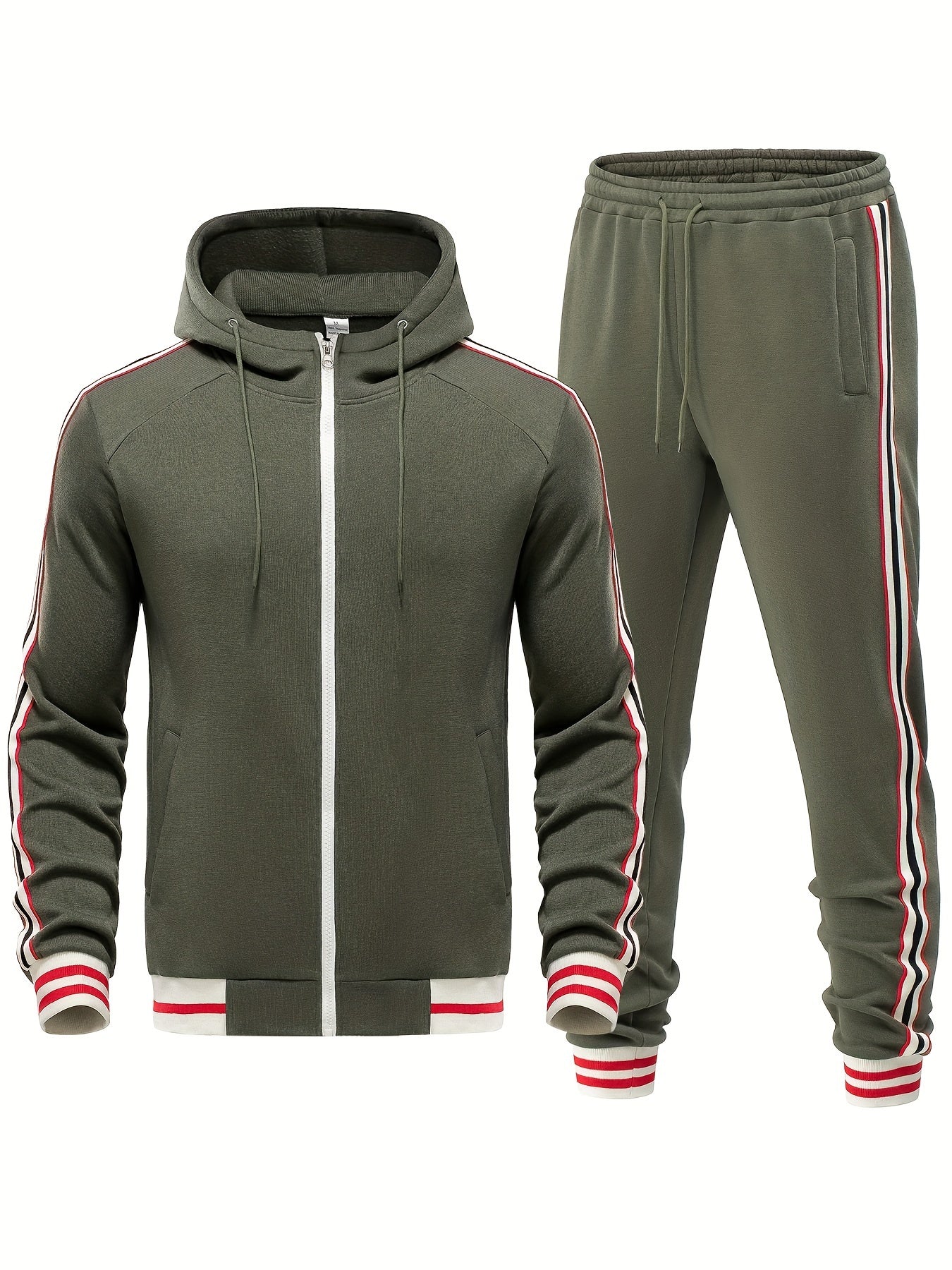 Trainingsanzug – Zweiteiliges Set für Männer mit Kapuzenjacke mit Reißverschluss und Jogginghose-Chaps Herrenmode