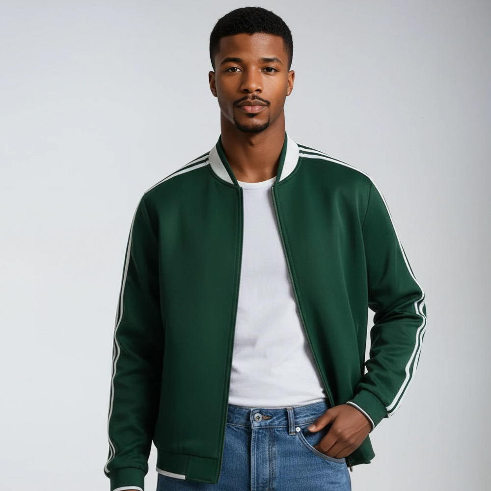 Herren Trainingsjacke Sportliche Streifenjacke Reißverschluss - BerlinGlamour