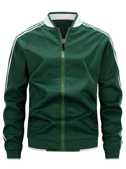 Herren Trainingsjacke Gestreift Zip Up Sportlich - BerlinGlamour