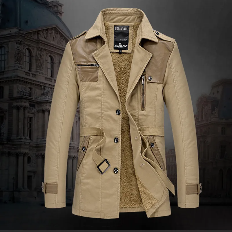 Herren Trenchcoat Wintertrench mit Fleecefutter und Knöpfen - BerlinGlamour