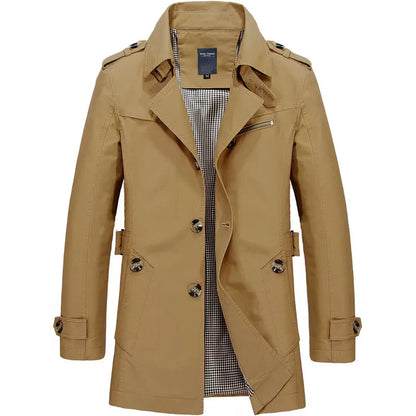 Herren Trenchcoat Klassisch Mittellang Wasserabweisend - BerlinGlamour