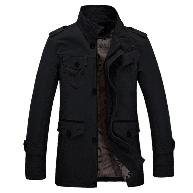 Herren Trenchcoat Slim Fit Reißverschluss Jacke - BerlinGlamour