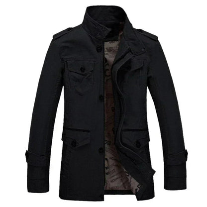 Herren Trenchcoat Slim Fit Reißverschluss Jacke - BerlinGlamour
