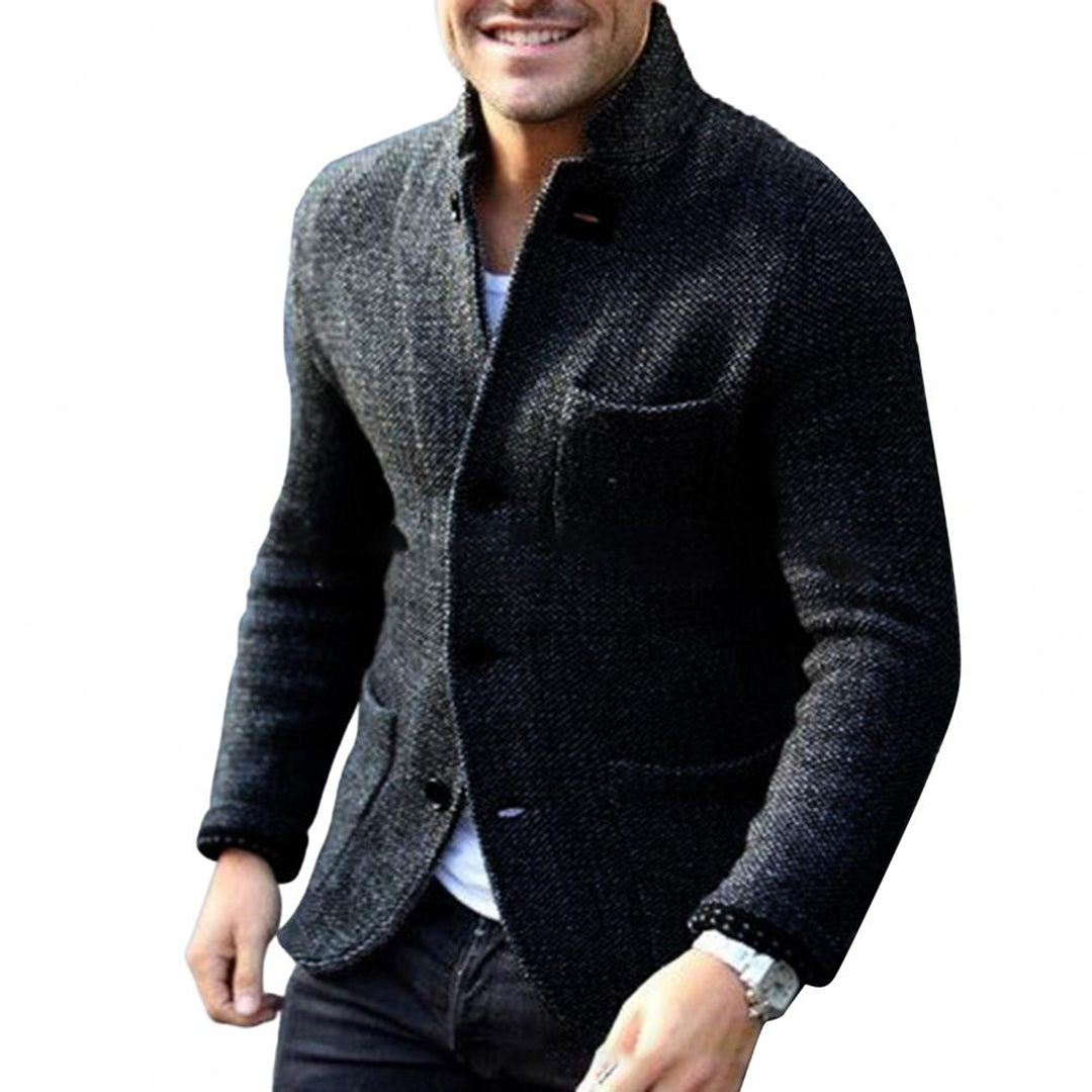 Tweedjacke – Einreihig – Taschen – Blazerjacke – Herrenjacke-Schwarz-S-Chaps Herrenmode