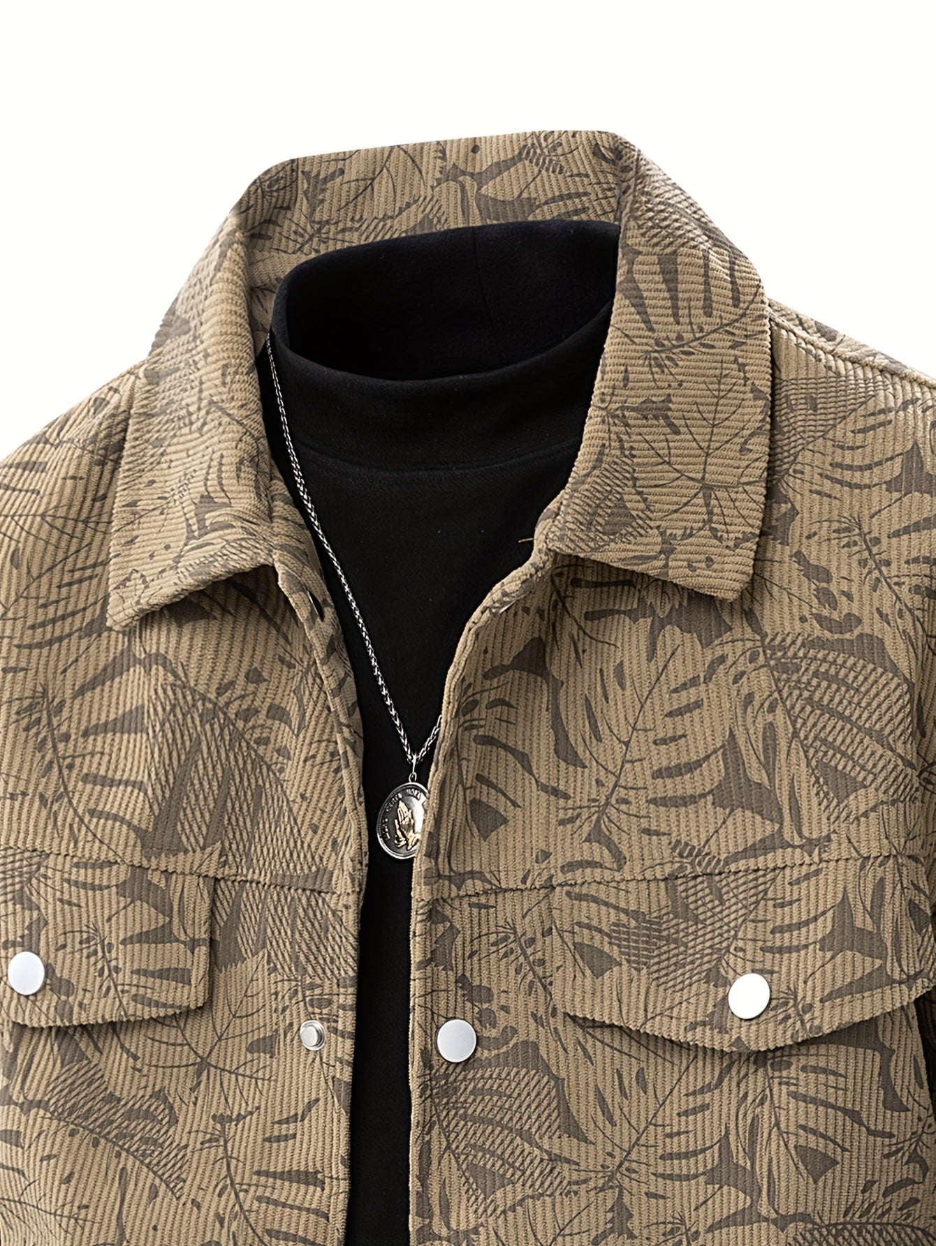 Herren Cordjacke Lässig Beige Modern
