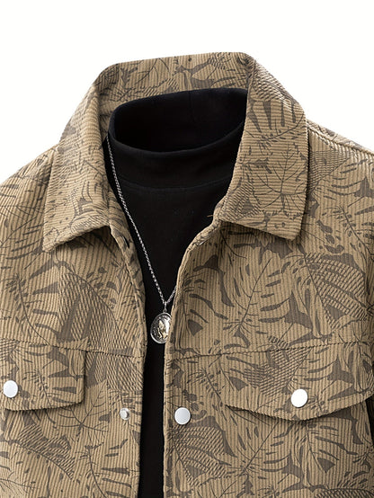 Herren Cordjacke Lässig Beige Modern