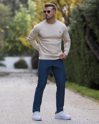 Herren Strickpullover Zopfmuster Baumwolle Bequem