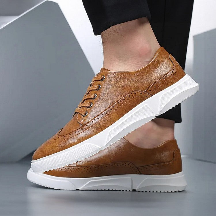 Herren Leder Sneaker Elegant Braun für Geschäftsanlässe