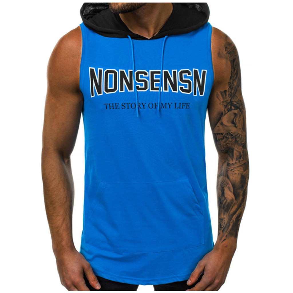 Herren Tanktop Sport Kapuzen-Shirt Ärmellos
