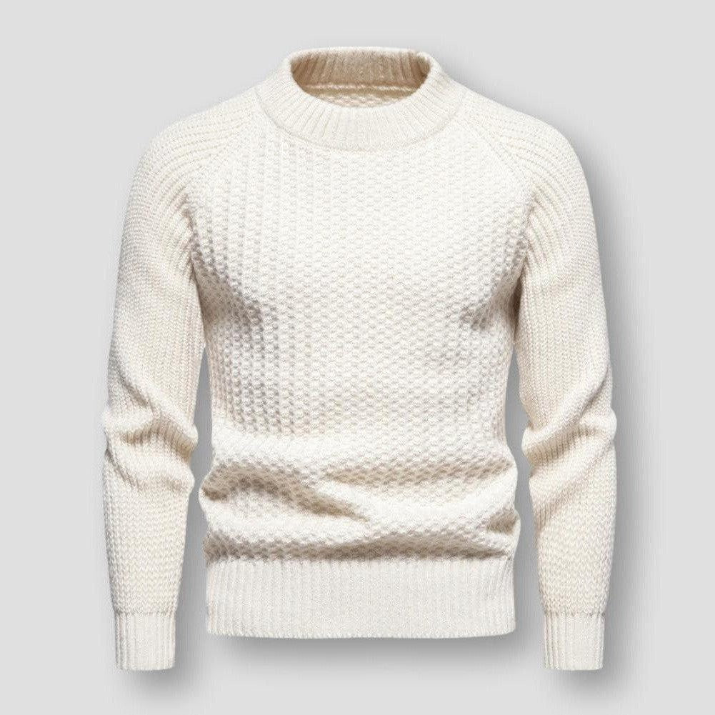 Herren Strickpullover Waffelstrick Hochwertig Warm