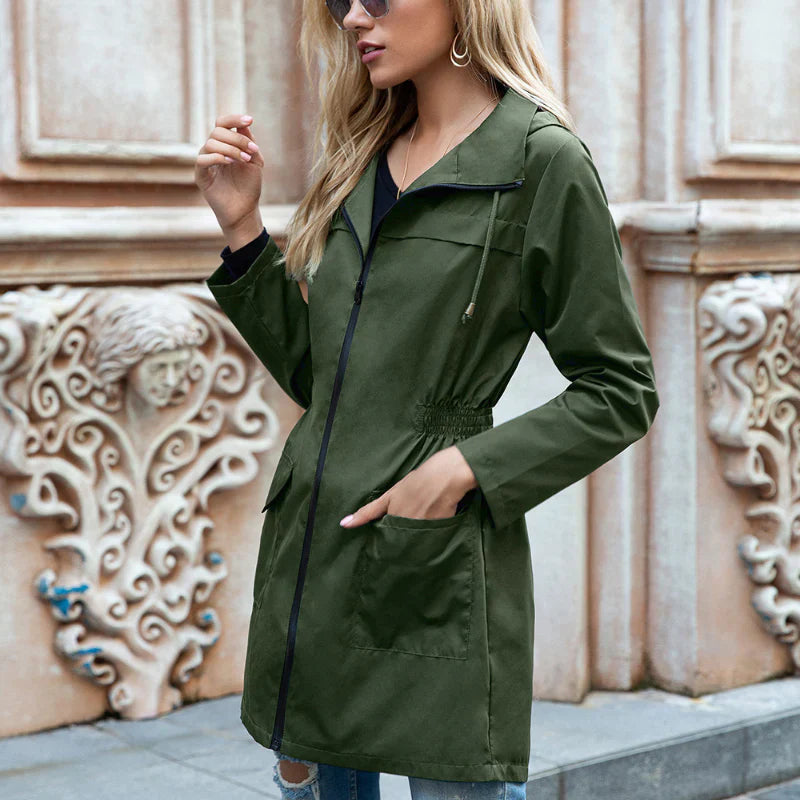 Lange Damen Outdoorjacke Modisch Wasserabweisend