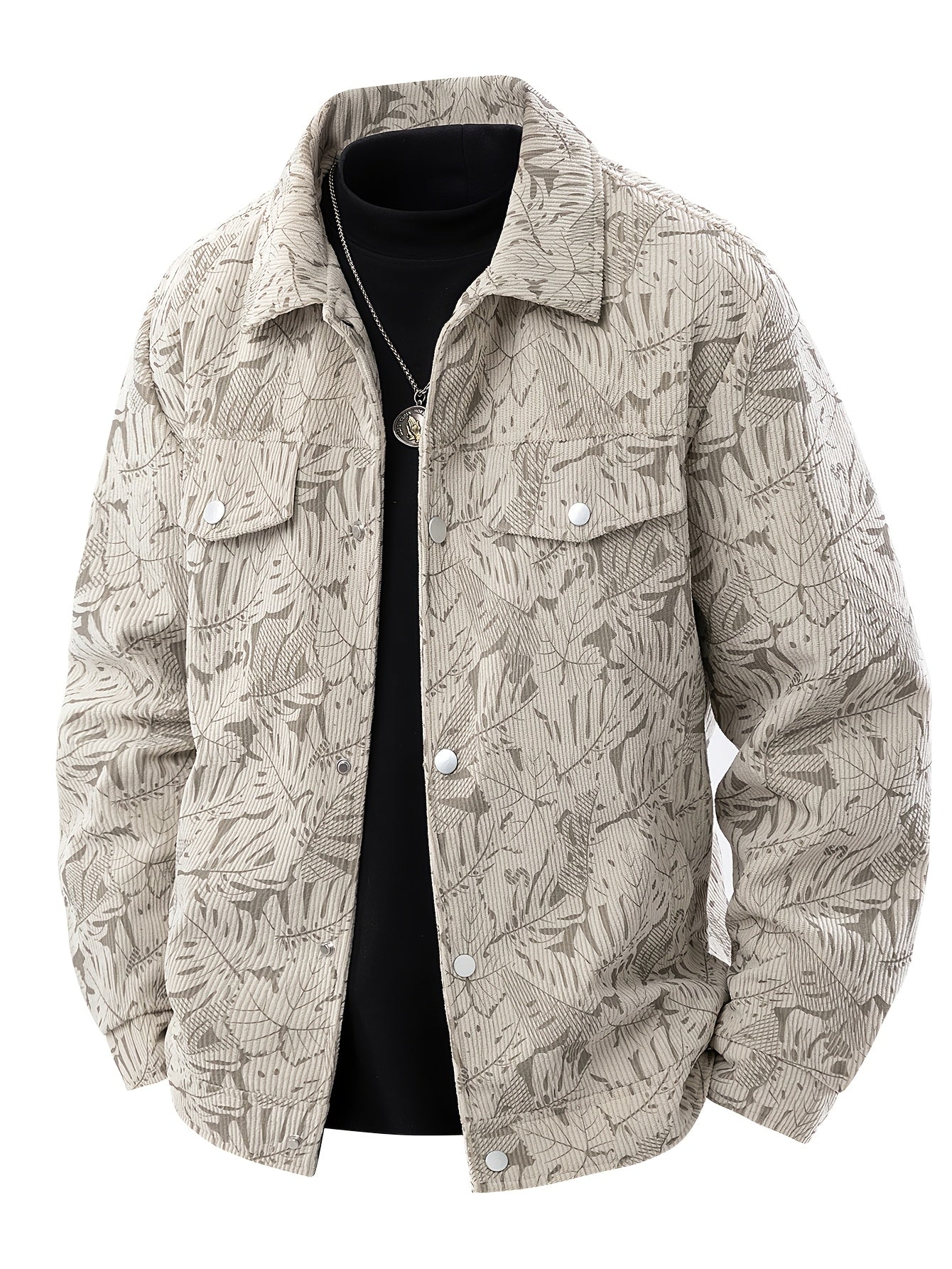 Herren Cordjacke Lässig Beige Modern