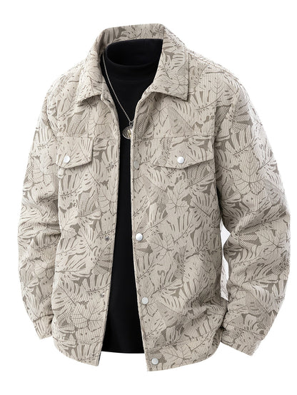 Herren Cordjacke Lässig Beige Modern