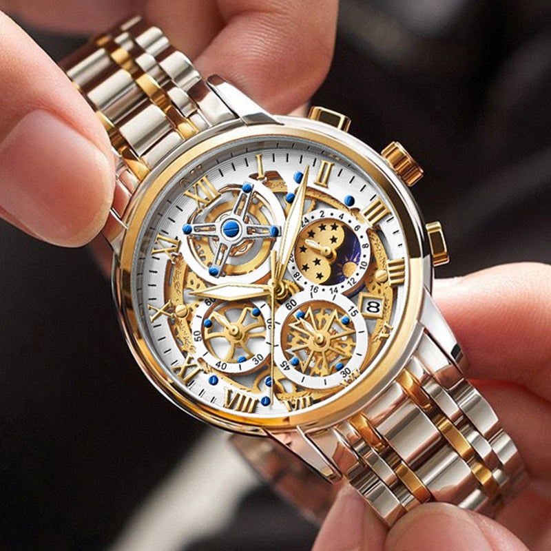 Herren Armbanduhr Automatik Edelstahl Schweizer Qualität