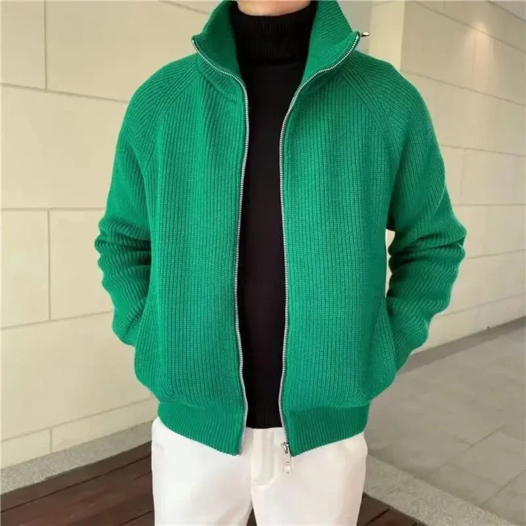 Herren Strickjacke Warm Winterlich Grau - BerlinGlamour