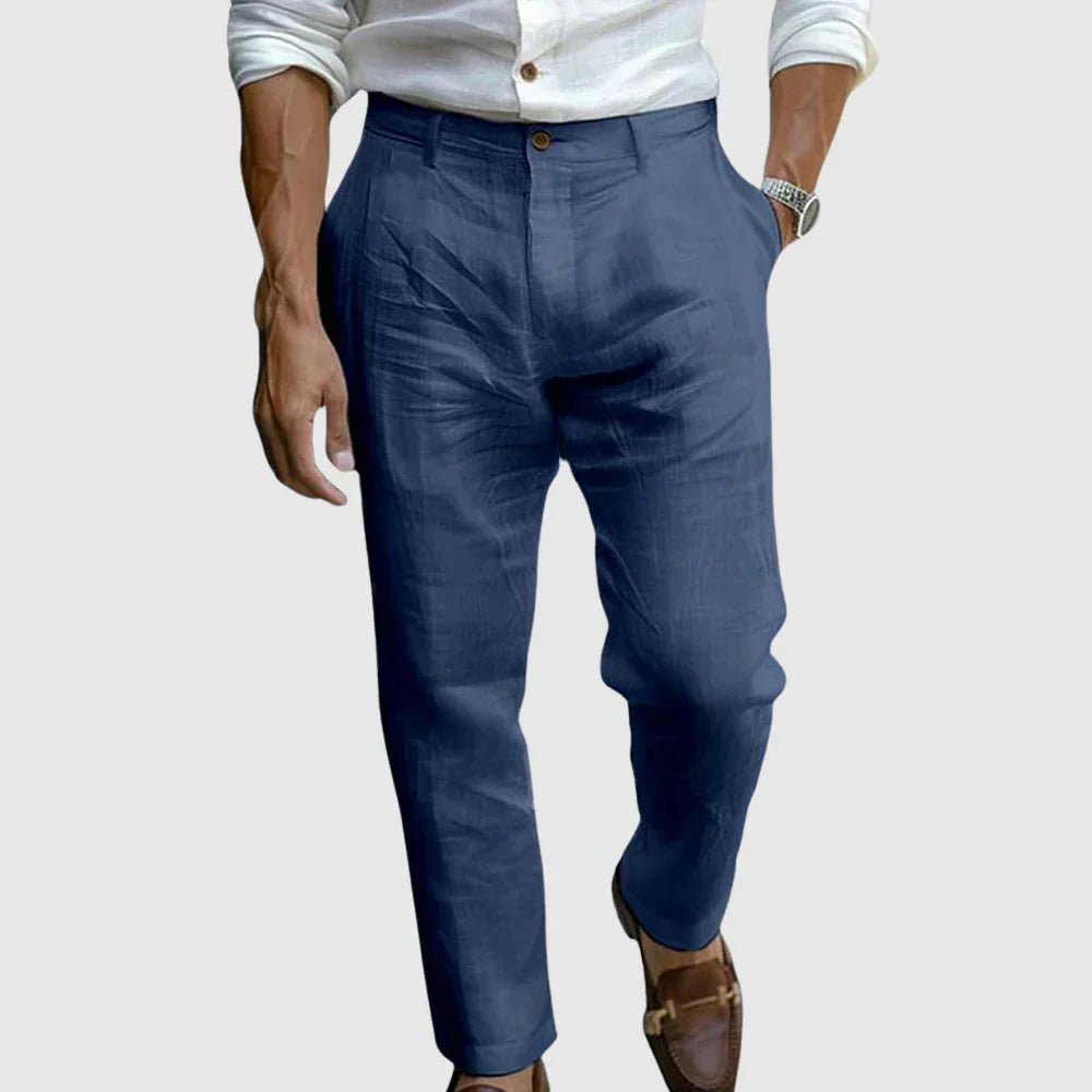 Herren Leinenhose Bequem Weite Bein Sommer