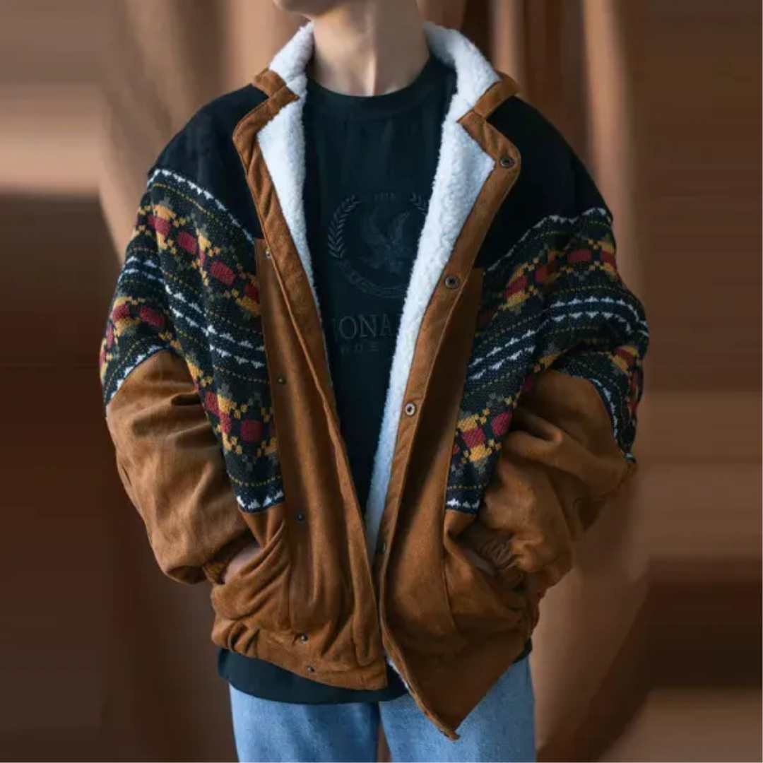 Herren Winterjacke Braun Fleecegefüttert Übergroß Retro - BerlinGlamour