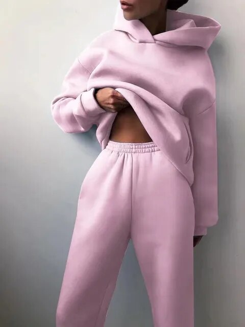 Damen Trainingsanzug Hoodie Set Übergroß Bequem - BerlinGlamour