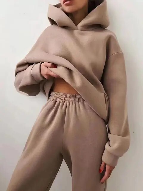 Damen Trainingsanzug Hoodie Set Übergroß Bequem