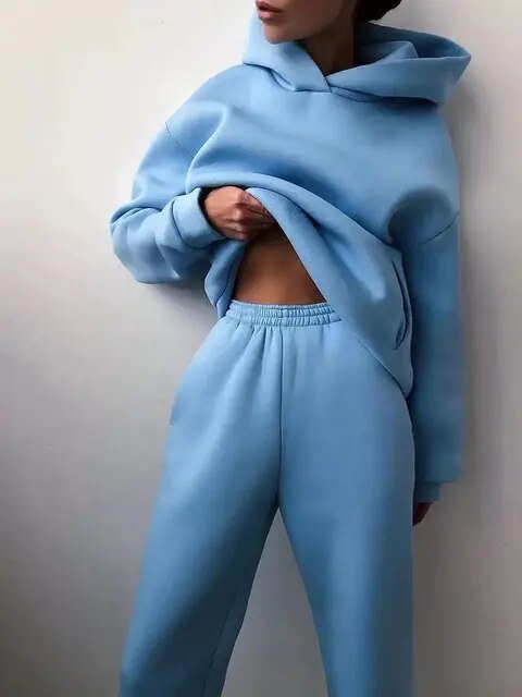 Damen Trainingsanzug Hoodie Set Übergroß Bequem