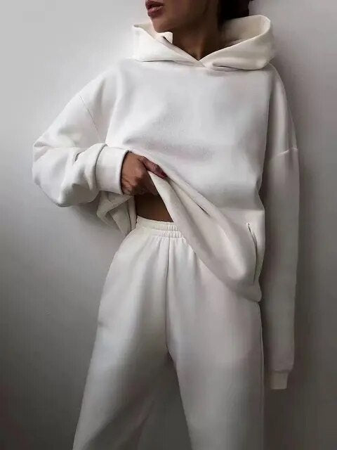 Damen Trainingsanzug Hoodie Set Übergroß Bequem
