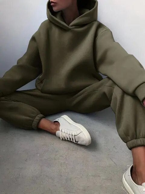 Damen Trainingsanzug Hoodie Set Übergroß Bequem