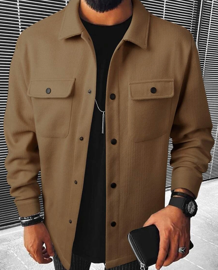 Überhemd | Button-Up | Atemtaschen | Hemdjacke | Herrenbekleidung-Braun-XS-Chaps Herrenmode