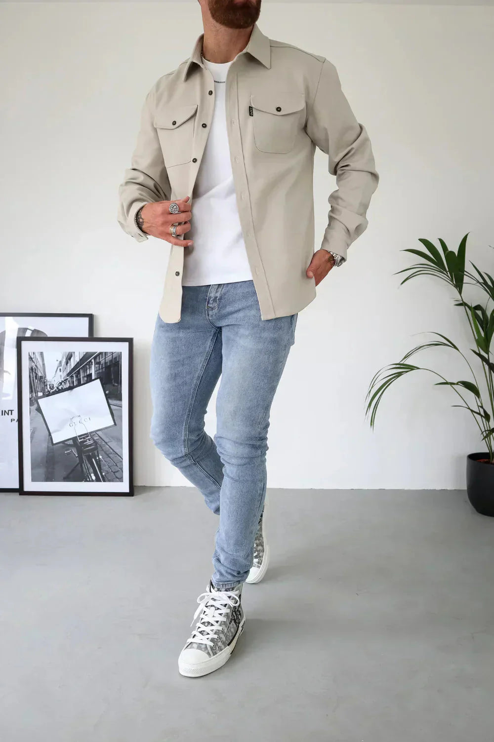 Überhemd - Button-Up - Langarm - Hemdjacke - Herrenjacke-Chaps Herrenmode