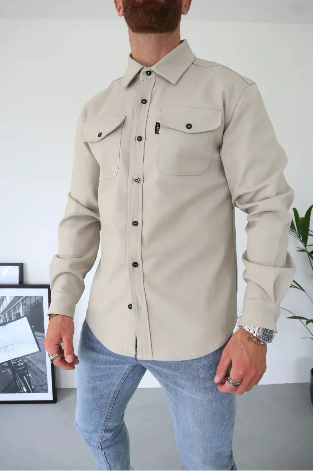 Überhemd - Button-Up - Langarm - Hemdjacke - Herrenjacke-Chaps Herrenmode