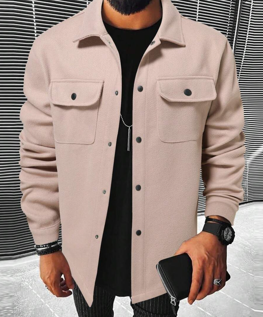 Überhemd | Warm | Button-Up | Hemdjacke | Herrenhemden-Dunkelbeige-XS-Chaps Herrenmode