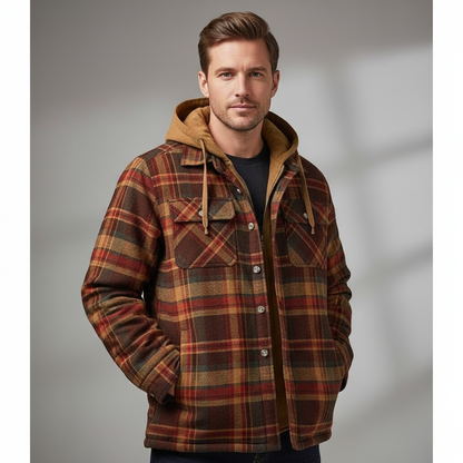 Karierte Herren Kapuzenjacke Steppjacke Warm - BerlinGlamour