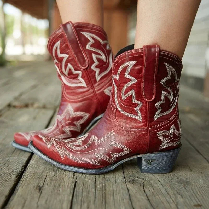 Lederstiefel Cowboystil Bestickt Heidi Modell